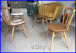 Four Vintage Ercol Windsor Dining Chairs, Model 376 (AKA Candlestick Chairs)