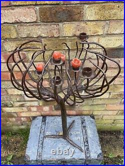 French 1950's Vintage Wrought Iron Candlestick Tree Candelabra