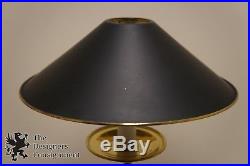 French Bouillotte Style Brass Candlestick Table Lamp Black Tole Shade 22 Vtg