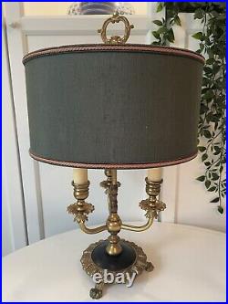 French Heavy Brass Vintage Bouillot 3 Arm Candlestick Table Lamp Country House