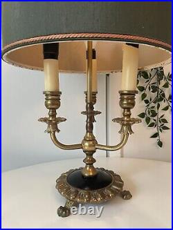 French Heavy Brass Vintage Bouillot 3 Arm Candlestick Table Lamp Country House