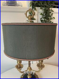 French Heavy Brass Vintage Bouillot 3 Arm Candlestick Table Lamp Country House