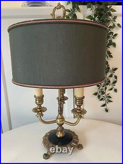 French Heavy Brass Vintage Bouillot 3 Arm Candlestick Table Lamp Country House