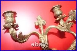 French Vintage Pair of Brass Candle Holder rococo Style Candlestick 16 x 16 cm