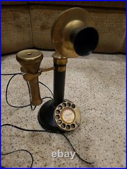 GEC Telephone Phone Made In England Vintage Antique Brass candlestick