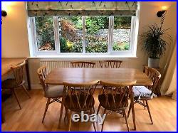 Genuine Ercol vintage elm table and candlestick chairs