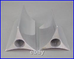 Georg Jensen Denmark Vintage Triangular Aluminum Candle Holders Set Of 2