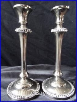 Glitzy Pair Vintage French Art Deco Diamante Crystal Silver Plate Candlesticks