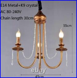 Golden Pendant Lights Crystal Minimalist LED Candle Sticks Vintage Style 90-260V