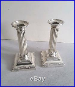 Good Pair Vintage Solid Silver Candlesticks. Ht. 15.7cms. 1000gms Sheff. 1920