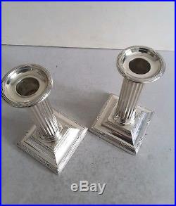 Good Pair Vintage Solid Silver Candlesticks. Ht. 15.7cms. 1000gms Sheff. 1920