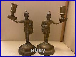 Gorgeous. True Pair. Vintage. Brass. Candle Sticks. Soldiers. Heavy. Quality