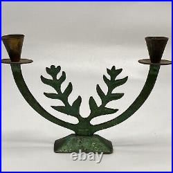 Gorgeous Vintage Brass Beautiful Patina Shabbat Candlesticks