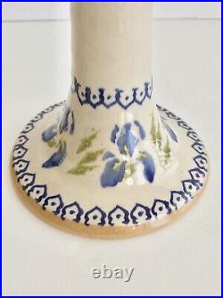 HTF Vintage Nicholas Mosse Candlesticks Iris Pattern (Retired) Beautiful! Pair