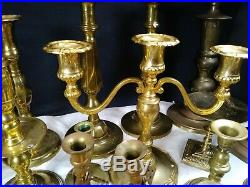HUGE Lot 70 + Solid Brass Vintage and Antique Holders Wedding Party Candlesticks