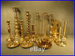 HUGE Lot of 15 Vintage Brass Candlesticks Candle Holders