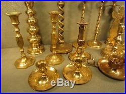 HUGE Lot of 15 Vintage Brass Candlesticks Candle Holders