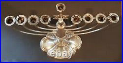 Hallmarked silver vintage Art Deco antique Jewish Hanukkah menorah candlestick