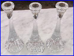 Heavy Vintage Set Of Three Crystal Candlesticks Candle Holder 8 T Baccarat