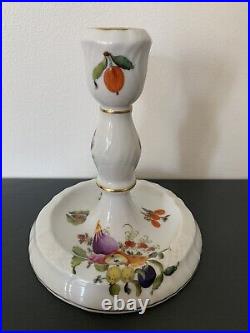 Herend Hungary Candlestick Holder Vintage Fruits And Flowers