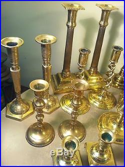 Huge Lot of 24 Vintage Brass Candlestick Holders- Candle 12 Matching Pairs