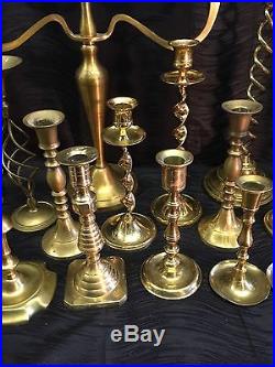 Huge Lot of 25 Vintage Brass Candlestick Holders Wedding Decor 17 Candelabra