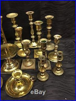 Huge Lot of 30 Vintage Brass Candlestick Holders- Candle Wedding Decor