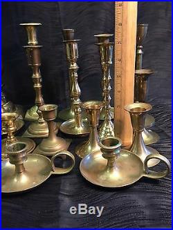 Huge Lot of 35 Vintage Brass Candlestick Holders- Candle Wedding Decor