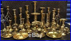 Huge Lot of 40 Vintage Brass Candlestick Holders- Candle Wedding Decor