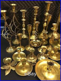 Huge Lot of 40 Vintage Brass Candlestick Holders- Candle Wedding Decor