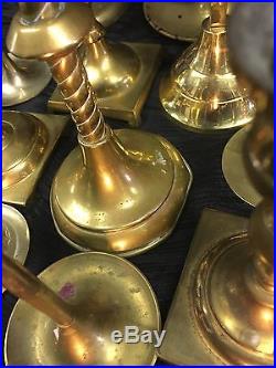 Huge Lot of 46 Vintage Brass Candlestick Holders- Candle Wedding Decor