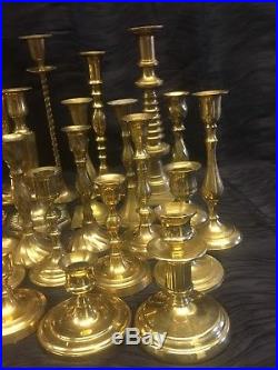 Huge Lot of 53 Vintage Brass Candlestick Holders- Candle Wedding Decor