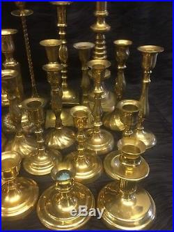 Huge Lot of 53 Vintage Brass Candlestick Holders- Candle Wedding Decor