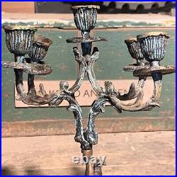 Incredible Vintage Reclaimed Brass Candelabra Roman On Horseback