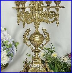 Italian Brevettato style Brass / Bronze Vintage Baroque Candelabra 5 Arm