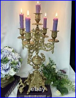 Italian Brevettato style Brass / Bronze Vintage Baroque Candelabra 5 Arm