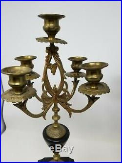 Italian Vintage Brass/Bronze Marble Candelabra/Candlesticks Clawfoot