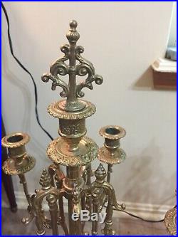 Italian Vintage Brevettato Brass/Bronze Candelabra/Candlesticks 27 Tall