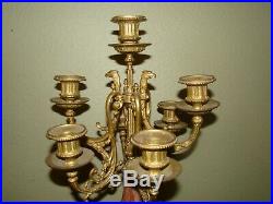 Italian Vintage Brevettato Brass/Bronze Marble Cherub Candelabra Candlesticks