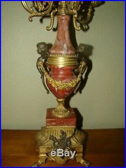 Italian Vintage Brevettato Brass/Bronze Marble Cherub Candelabra Candlesticks