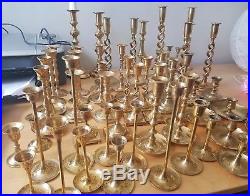 Job Lot 54 Vintage Antique Brass Candlesticks Wedding Decor