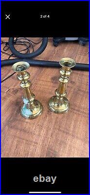 Job Lot Of 30 Antique Vintage Cast Brass Candlesticks with some matching pairs