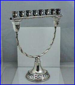 Judaica Israel 800 Silver Menorah Candlestick Sterling Vintage Ezada Candle