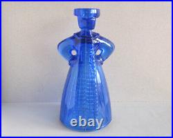KAROLINKA blue glass candlestick Eryka Trzewik-Drost Zabkowice Poland vintage A