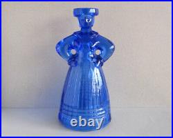 KAROLINKA blue glass candlestick Eryka Trzewik-Drost Zabkowice Poland vintage B