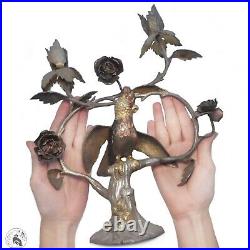 LARGE 1.4kgs vintage sterling silver Mexican TANE bird centrepiece ruby eyes