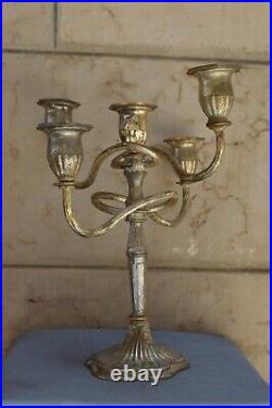 LARGE Rare Vintage 5 Arm E. P zinc silver plated Candlestick Candle Holder Décor