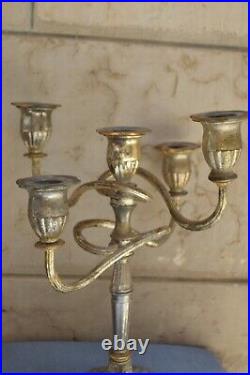 LARGE Rare Vintage 5 Arm E. P zinc silver plated Candlestick Candle Holder Décor