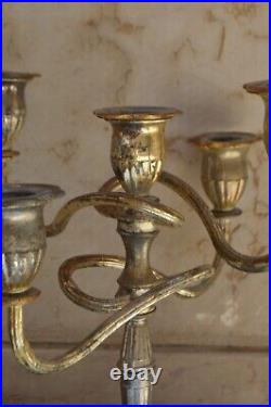 LARGE Rare Vintage 5 Arm E. P zinc silver plated Candlestick Candle Holder Décor