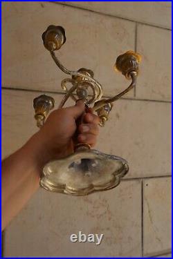 LARGE Rare Vintage 5 Arm E. P zinc silver plated Candlestick Candle Holder Décor